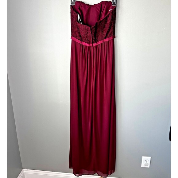 Nwt David's Bridal Strapless Lace Bridesmaid Dress/Prom Dress Size 2 Wine - Picture 4 of 6